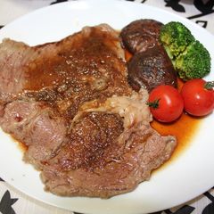A picture of Beef Steak with Delicious Sauce.
