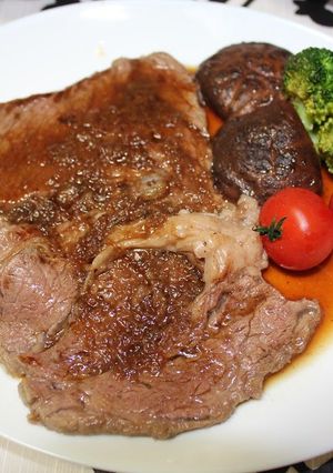 A picture of Beef Steak with Delicious Sauce.