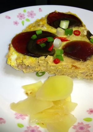 A picture of LG STEAMED GROUND PORK WITH SALTED EGGS AND CENTURY EGGS.
