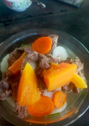 Hình của món Sườn heo hầm đu đủ + củ cải.