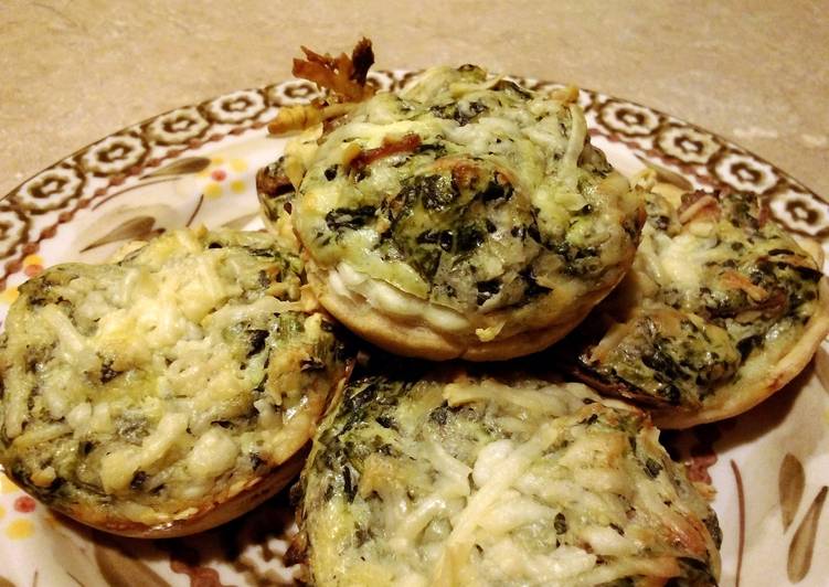 Spinach ,bacon and cheese cup appetizers