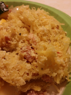 A picture of Baked Spaghetti Squash Carbonara.
