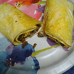 Sausage cheese and jalapeño egg wrap A picture of Sausage cheese and jalapeño egg wrap.