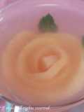 Rose Jello with Peach Compote