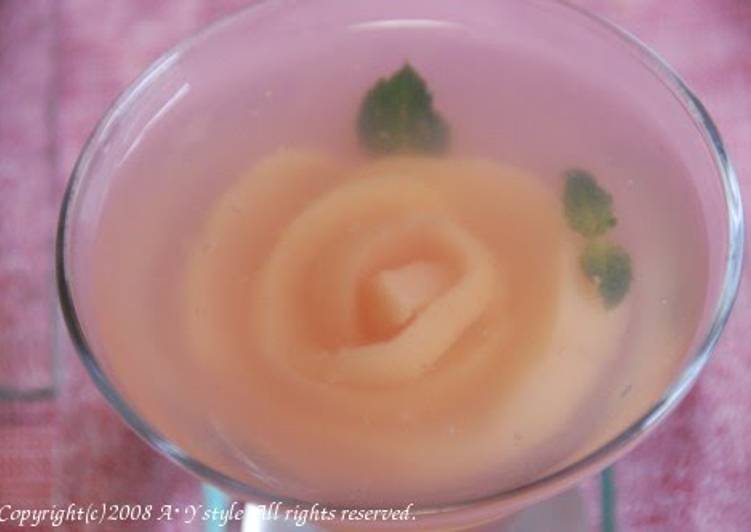 Simple Way to Make Favorite Rose Jello with Peach Compote