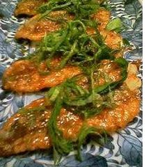 A picture of Horse Mackerel à la Meunière with Ume-Shiso Seasoning.