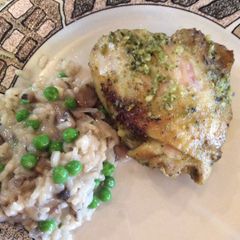 A picture of Pesto Chicken And Mushroom risotto Mmmmmmmm.