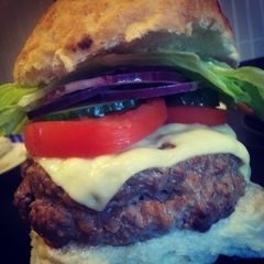 Weezy's delicious cheese stuffed cheeseburgers! A picture of Weezy's delicious cheese stuffed cheeseburgers!.