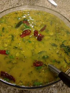 A picture of Okra (Bhindi) Sambar.