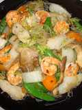 Stir-Fried Shrimp and Flounder with Vegetables and Rice Noodles