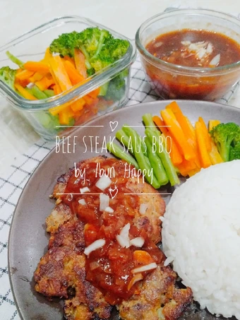 Langkah Gampang Membuat Resep Beef Steak saus BBQ rumahan yang Lezat Sekali Anti Ribet, Uenak Banget