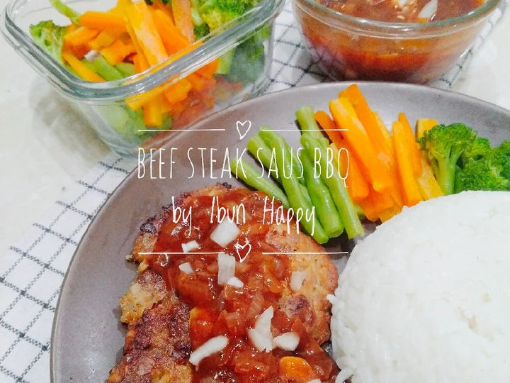 Langkah Gampang Membuat Resep Beef Steak saus BBQ rumahan yang Lezat Sekali Anti Ribet, Uenak Banget