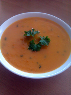 A picture of Vickys Carrot & Coriander / Orange Soup GF DF EF SF NF.