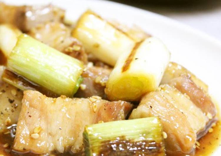 Recipe of Ultimate Excellent Pork Belly Block & Japanese Leek in Delicious Sauce