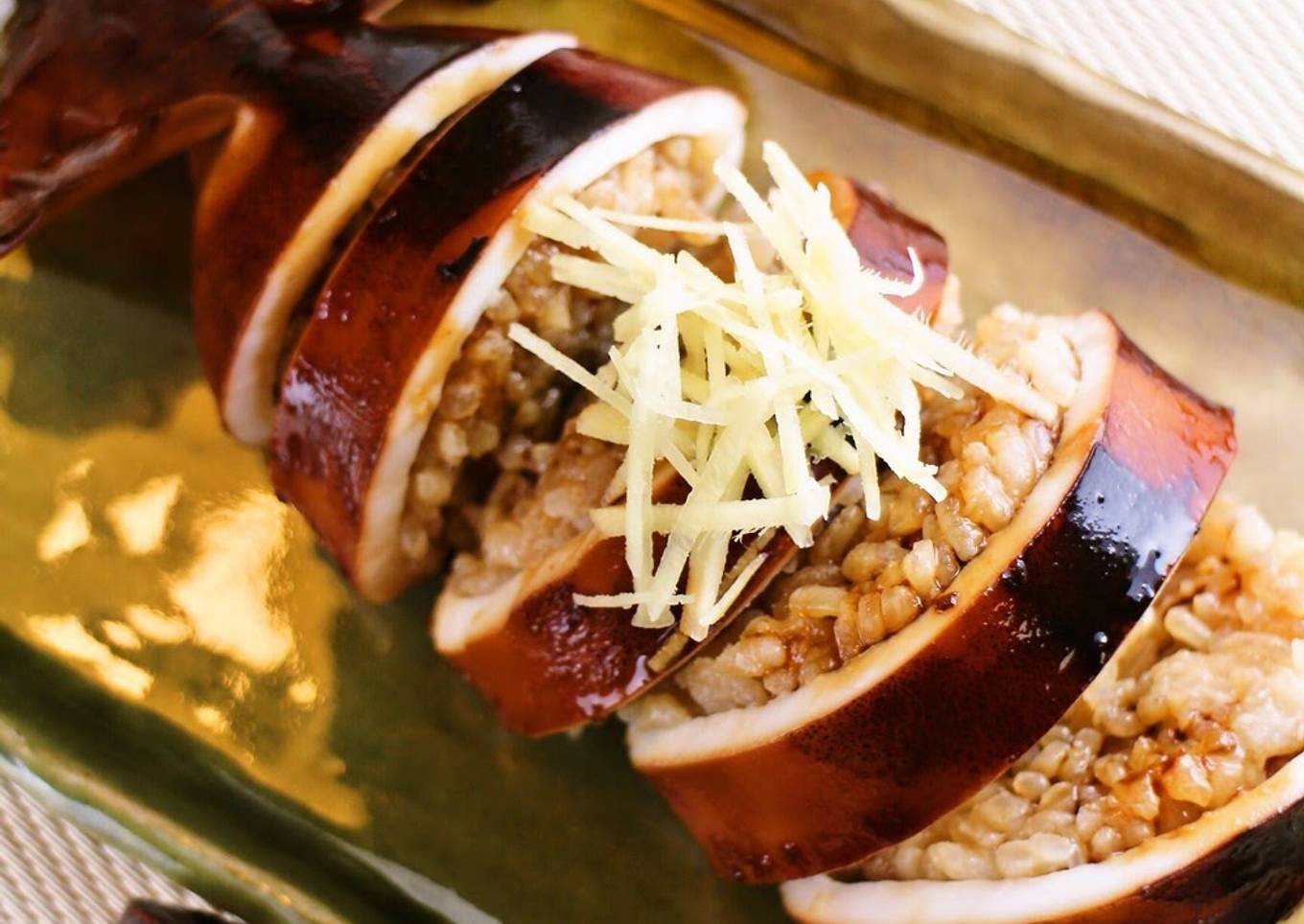Ultra-Easy Plump Squid Stuffed with Rice (Ikameshi) and Teriyaki-Style Sauce