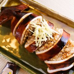Ultra-Easy Plump Squid Stuffed with Rice (Ikameshi) and Teriyaki-Style Sauce A picture of Ultra-Easy Plump Squid Stuffed with Rice (Ikameshi) and Teriyaki-Style Sauce.