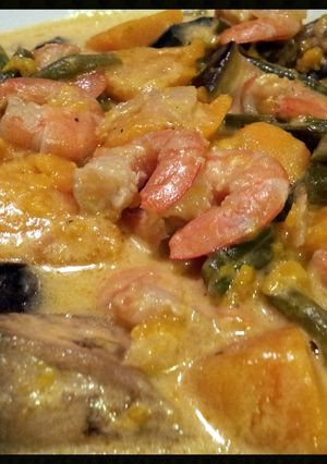 A picture of AMIEs PUMPKIN, BEANs & SHRIMPs in COCONUT MILK(GINATAANG KALABASA).