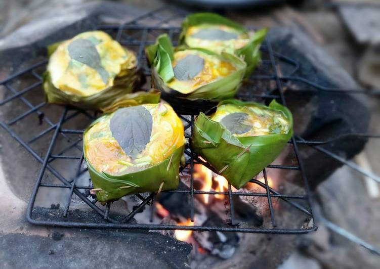 Recipes for Ook Kai / kai Paam / Baked Eggs in Banana Leaves