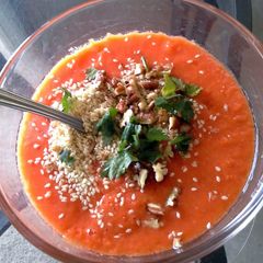 A picture of No Cook Tomato Soup.