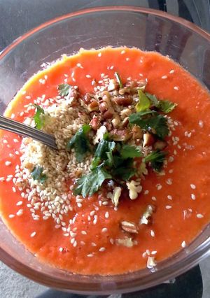 A picture of No Cook Tomato Soup.
