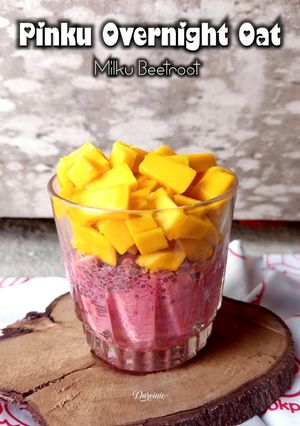 Foto resep Pinku Overnight Oat Milk Beetroot