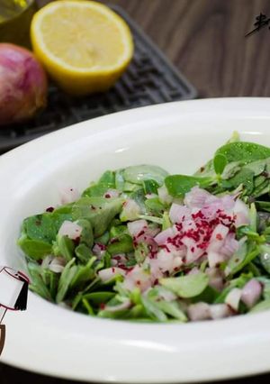 A picture of Green_Purslane_Salad#Baqllehh_Salad.