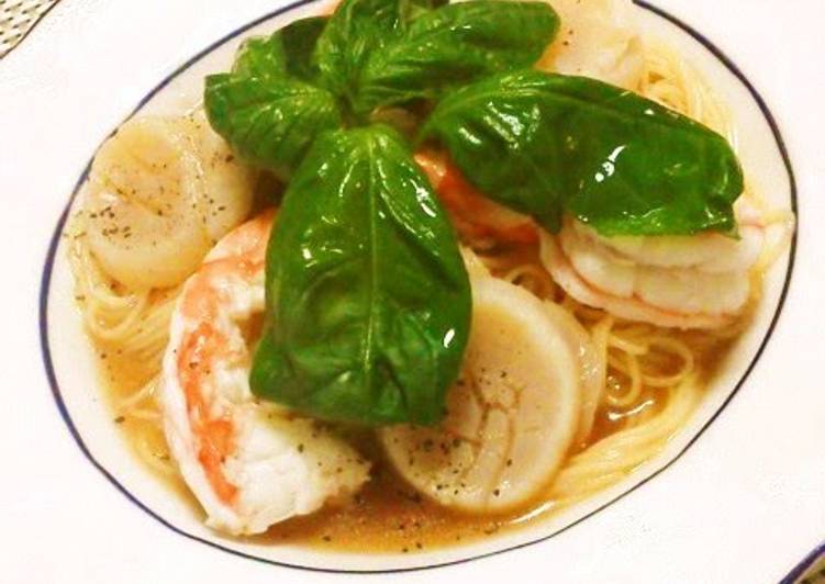 Recipe of Super Quick Homemade Chilled Tomato Pasta with Shrimp &amp; Scallops