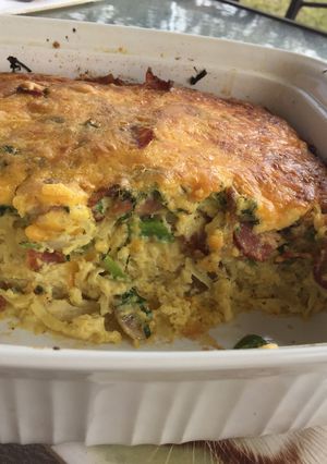 A picture of Hash Brown Bacon Casserole.
