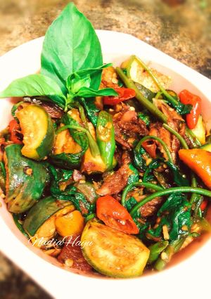 Foto resep Kangkung Terong Ikan Asin Lombok Ijo