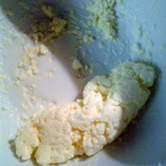 A picture of homemade butter and butter milk.