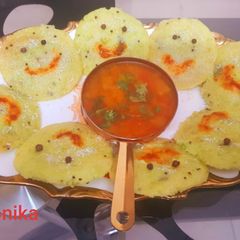 A picture of Green peas emoji idli.