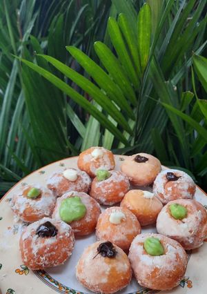Foto resep Bomboloni Matcha, Coklat dan Vanilla ❤️❤️🍩