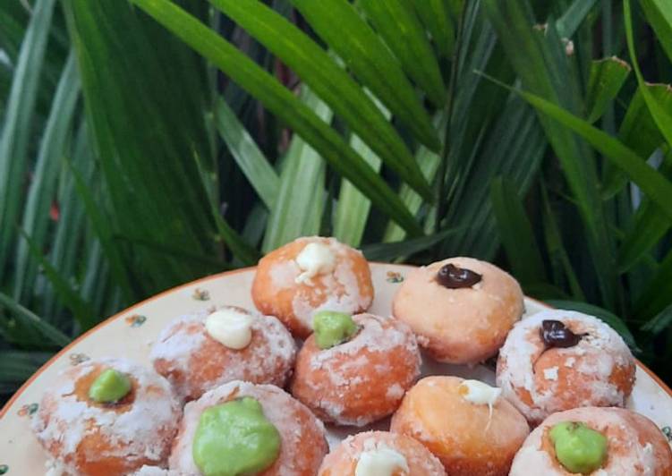 Langkah Mudah untuk Menyiapkan Bomboloni Matcha, Coklat dan Vanilla ❤️❤️🍩 yang Menggugah Selera