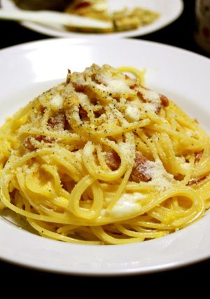 A picture of Simple! Delicious! Authentic Pasta Carbonara.