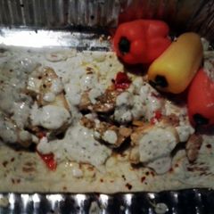 A picture of Chicken Alfredo Flatbread.