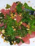 Raw Tuna Kale Teriyaki Sesame Salade with Cashews