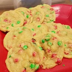 A picture of Chocolate or M&M chip cookies.