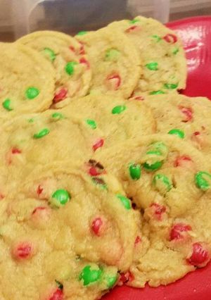 A picture of Chocolate or M&M chip cookies.