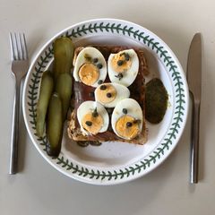 A picture of Gravadlax, Egg & Gherkin Open Sandwich.