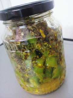 A picture of Green Chilli Pickle...Jalapeño Pickle.