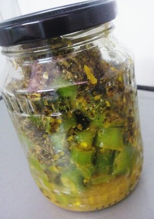 A picture of Green Chilli Pickle...Jalapeño Pickle.