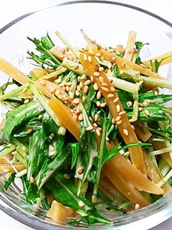 Recipe Dried Sweet Potato and Mizuna with Mayonnaise-Ponzu Dressing the Awesome  Really delicious