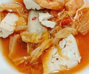 Masakan Unik Soup Tahu Udang Kimchi Home made Enak dan Sehat
