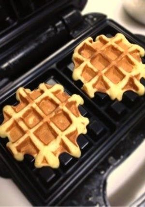 A picture of No Sugar Banana Waffles Made with Pancake Mix.