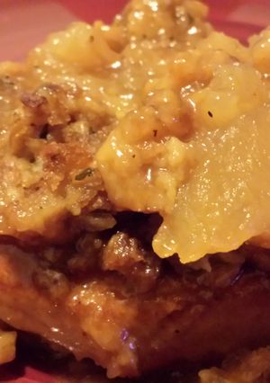 A picture of Pork Chop Apple Cobbler Dinner.