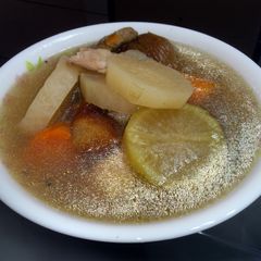 A picture of Raddish And Carrot In Chicken Soup.