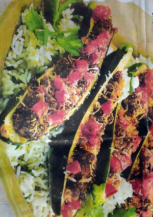 A picture of spicy zucchini boats.