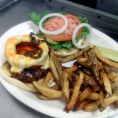 Firetrucker' hamburger A picture of Firetrucker' hamburger.
