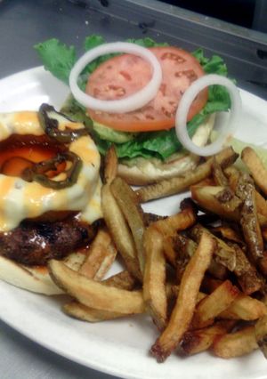 A picture of Firetrucker' hamburger.