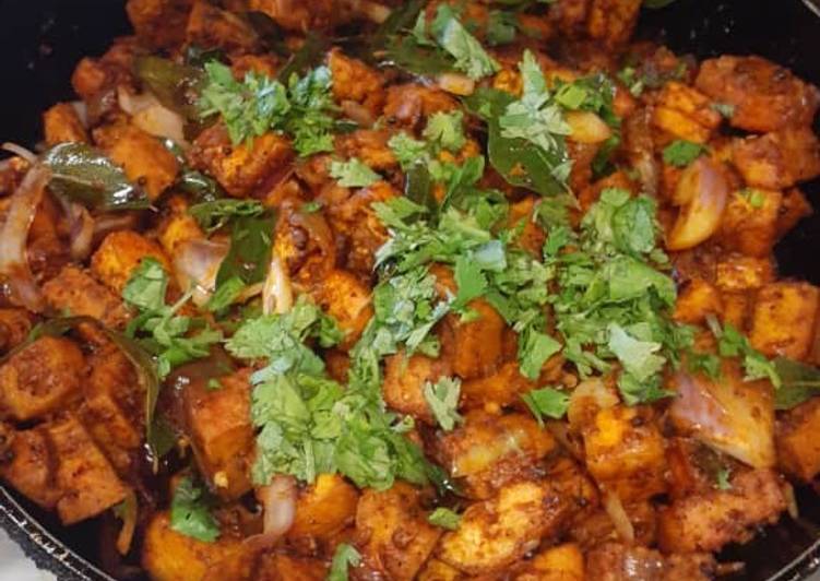 Recipe of Delicious Fried Tofu Varuval (Vegan)